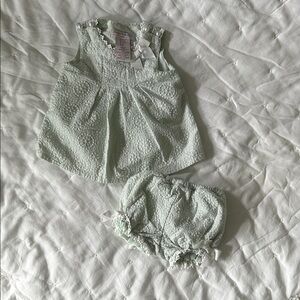 Mint Green Baby Dress and Bloomers Set